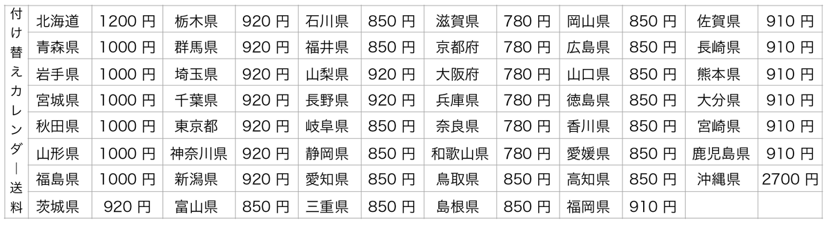 専用付け替えカレンダー送料