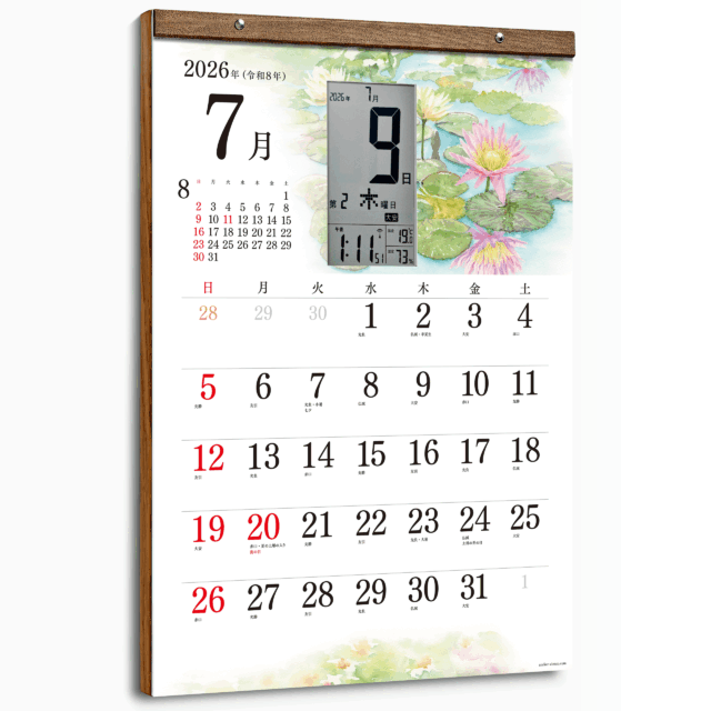 スマートカレンダー 　軽量タイプ　【花暦 2026】  6ヶ月版